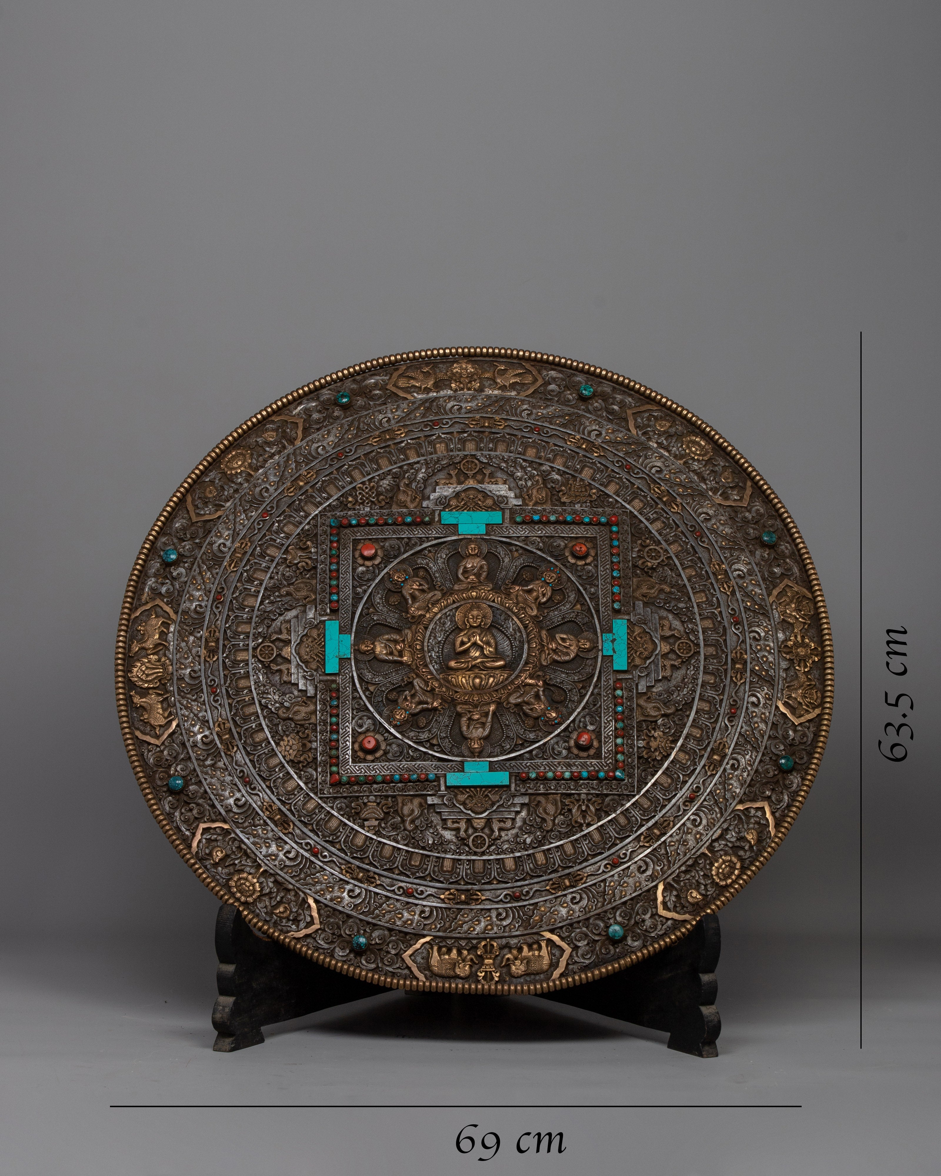 Tibetan Large Round Wall Hanging | Handmade Tapestry for Serene Meditation Spaces