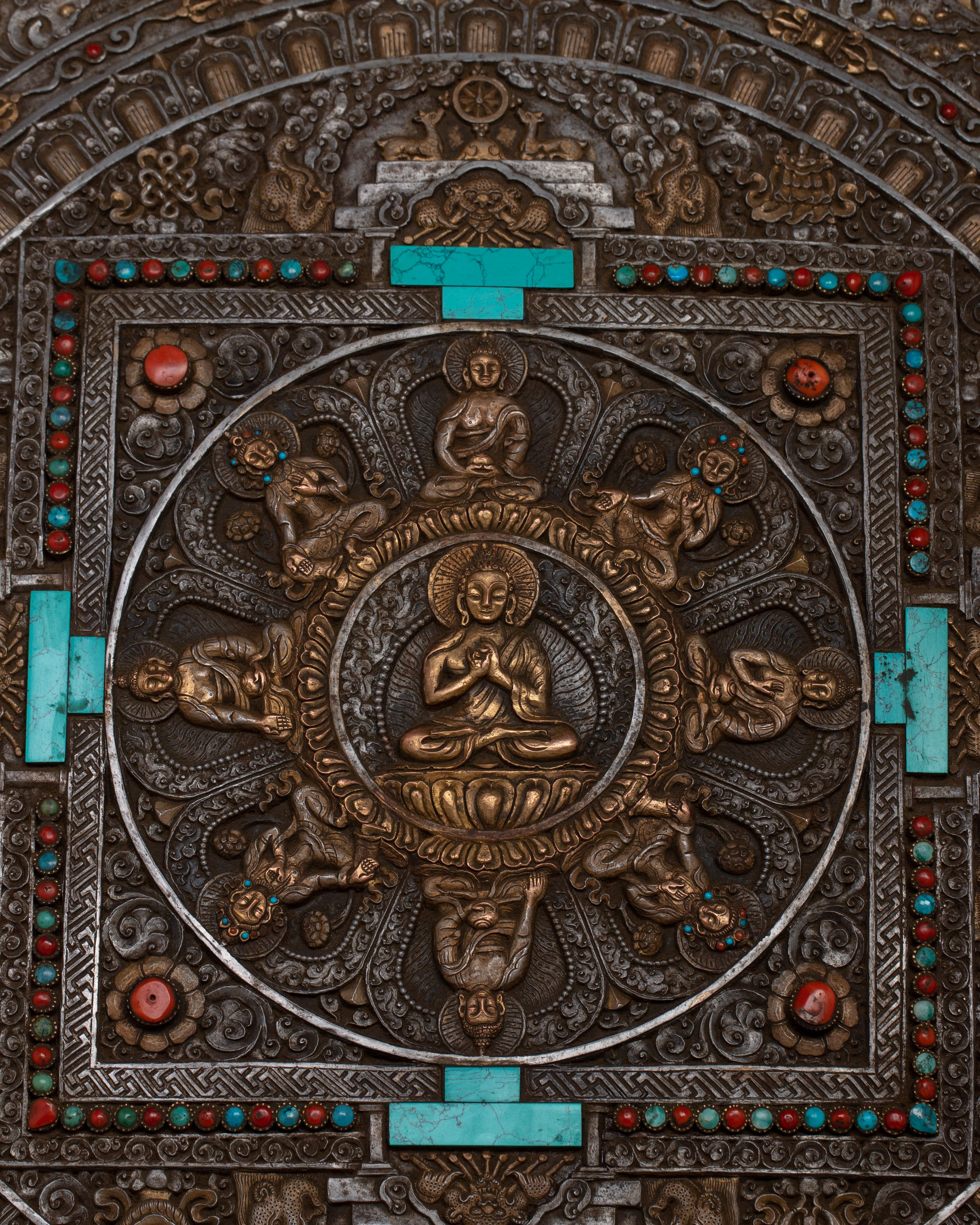 Tibetan Large Round Wall Hanging | Handmade Tapestry for Serene Meditation Spaces