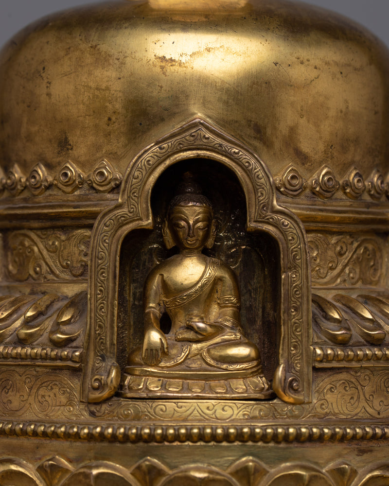 Gold Plated Stupa | Traditional Buddhist Shrine Symbol