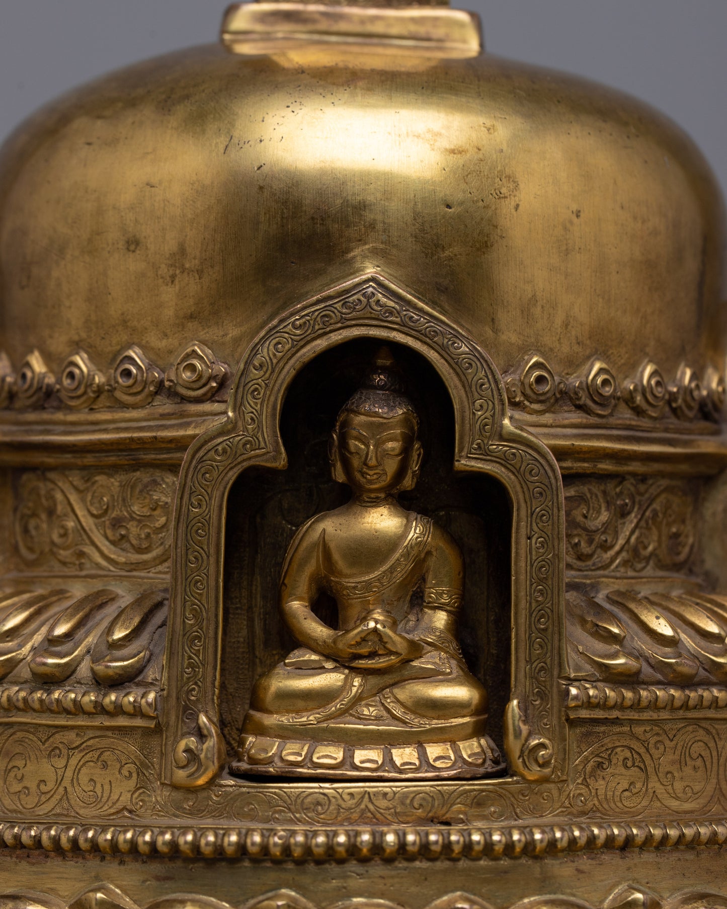 Gold Plated Stupa | Traditional Buddhist Shrine Symbol