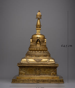 Gold Plated Stupa | Traditional Buddhist Shrine Symbol