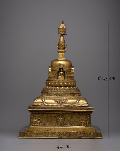 Gold Plated Stupa | Traditional Buddhist Shrine Symbol