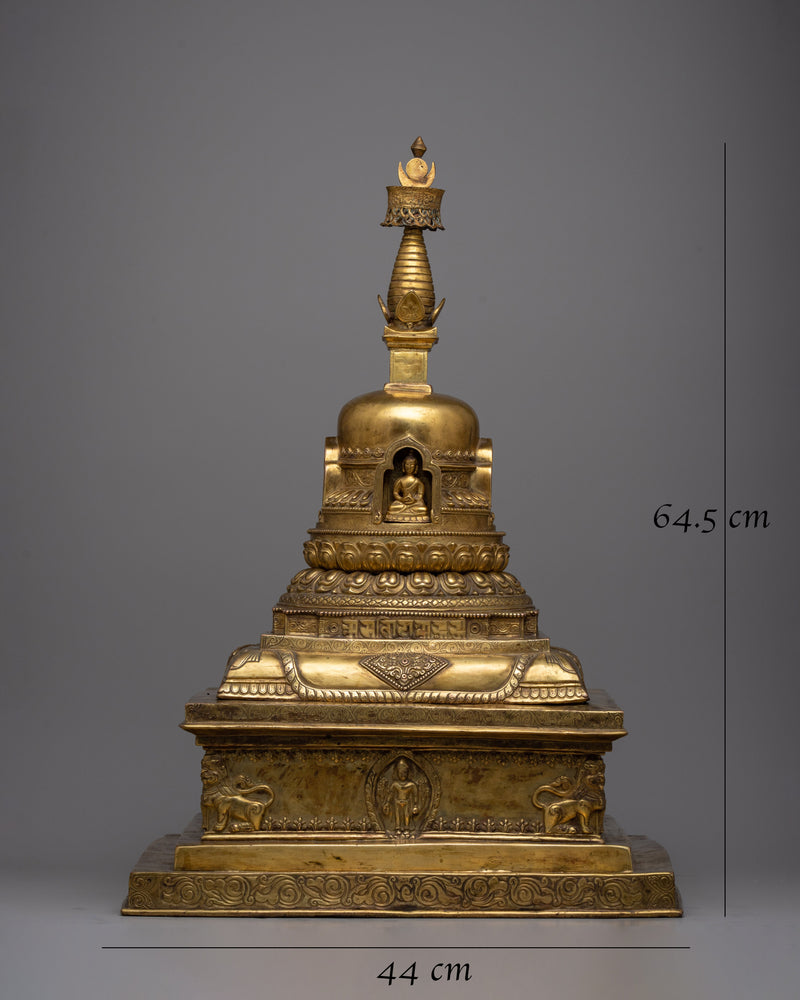 Gold Plated Stupa | Traditional Buddhist Shrine Symbol