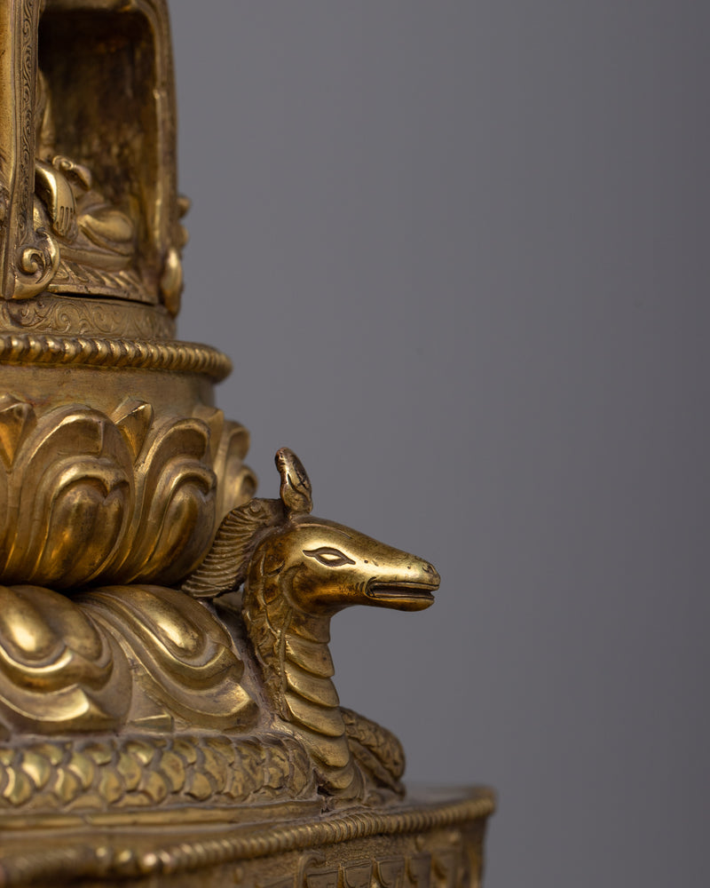 Gold Plated Stupa | Traditional Buddhist Shrine Symbol