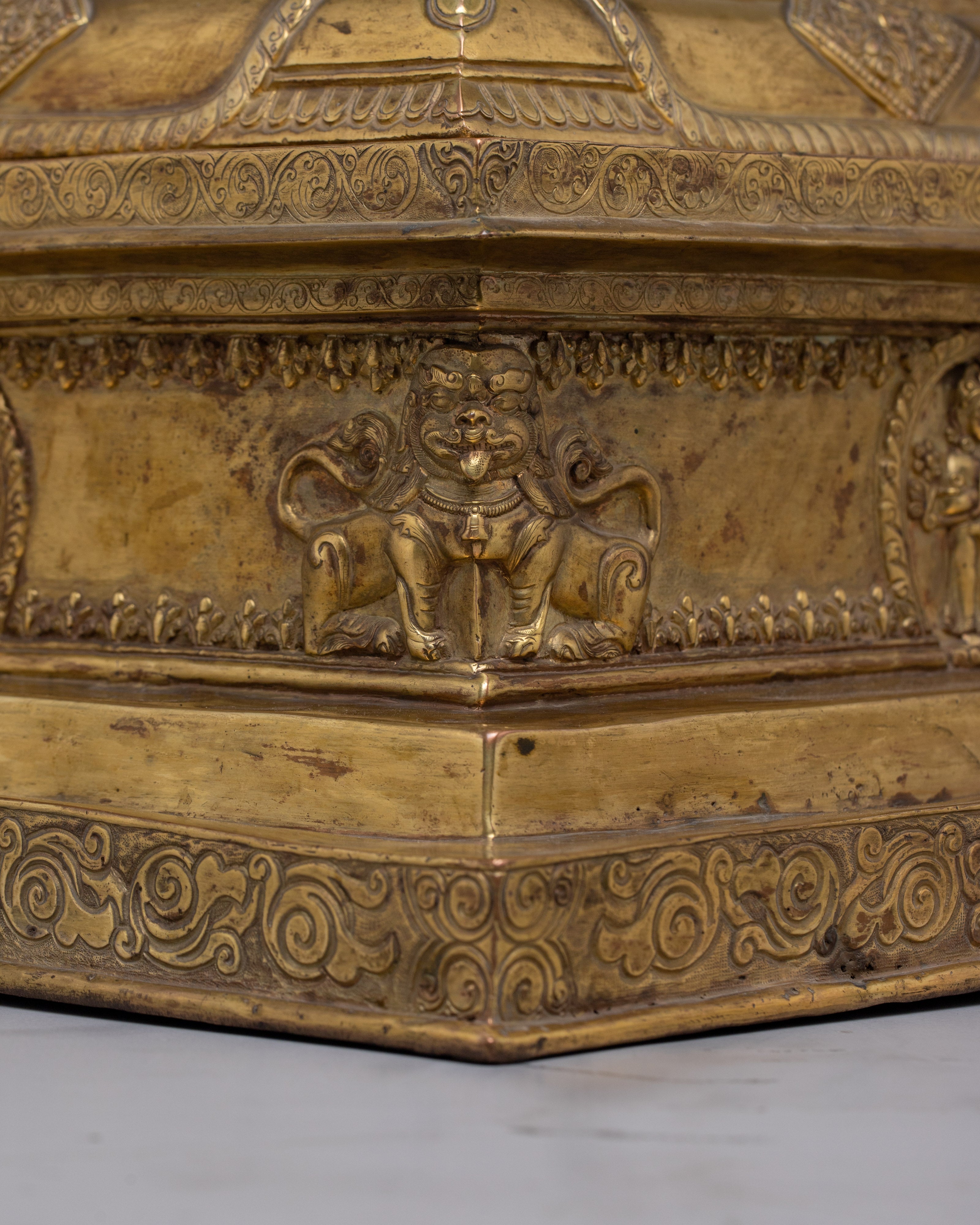 Gold Plated Stupa | Traditional Buddhist Shrine Symbol