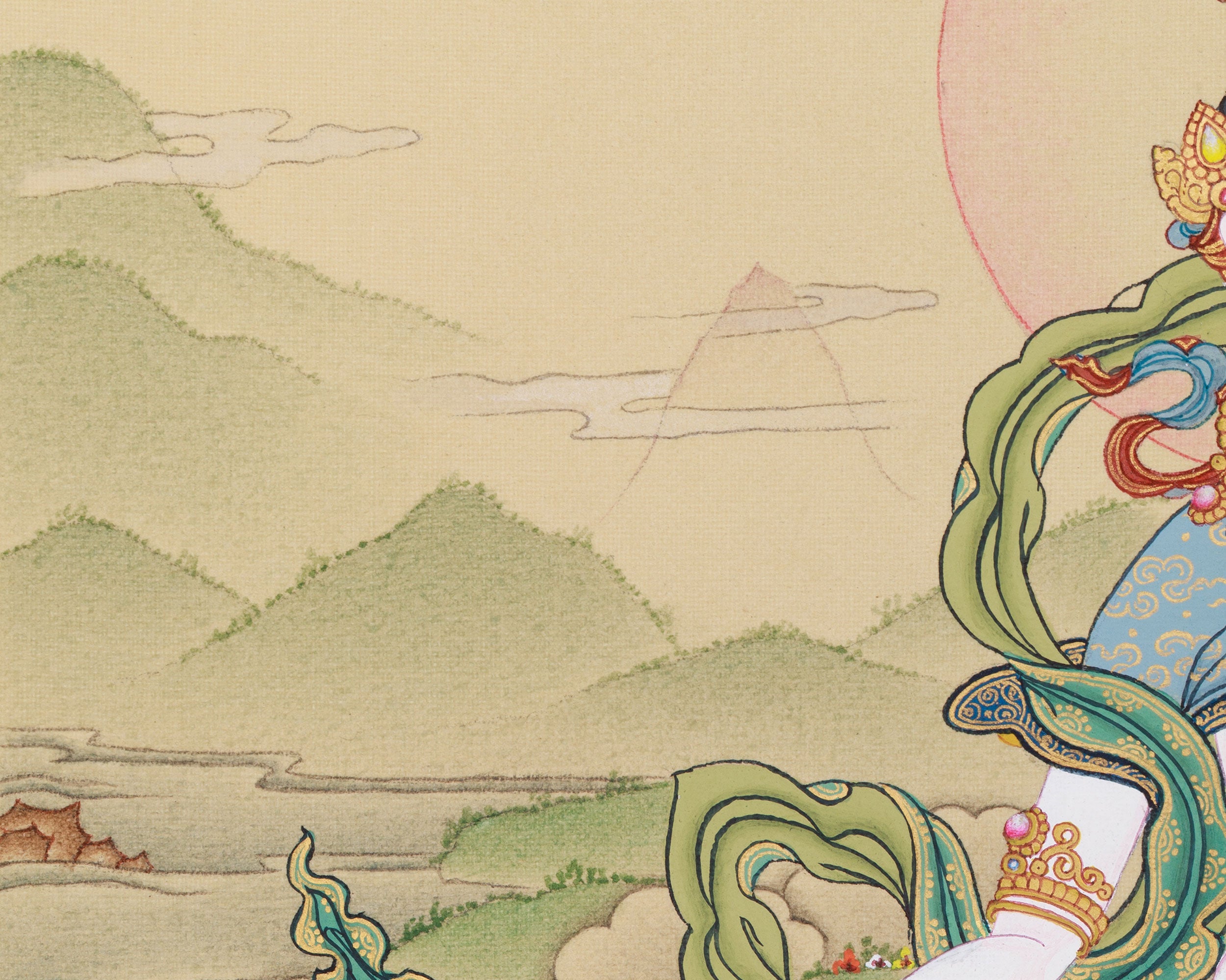 Tibetan Goddess White Tara With Amitabha Buddha | Longevity and Spiritual Protection Deity