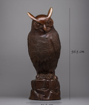 Oxidized Copper Owl Statue | Handcrafted Bird Sculpture for Garden or Home