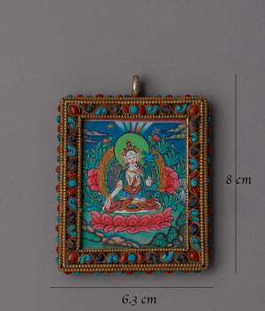 White Tara Amulet | Handmade Tibetan Buddhist Blessing Pendant