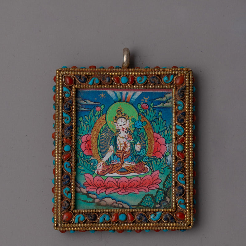 White Tara Amulet | Handmade Tibetan Buddhist Blessing Pendant