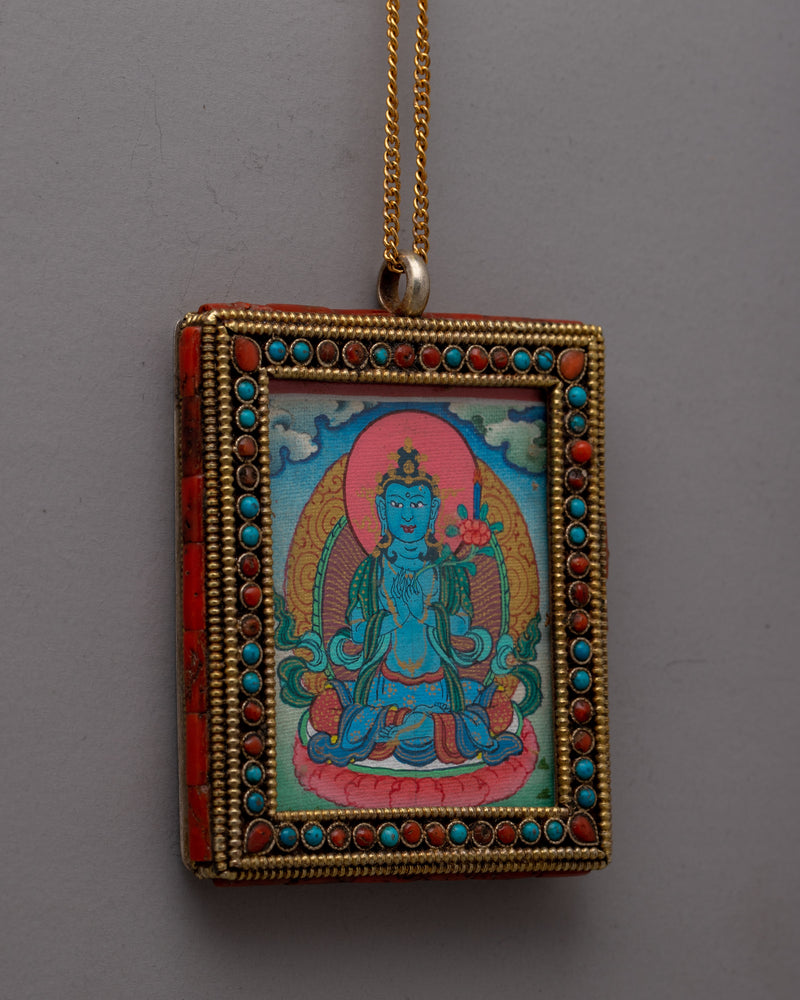 Silver Buddha Amulet |  24K Gold Plated Handmade Tibetan Pendant