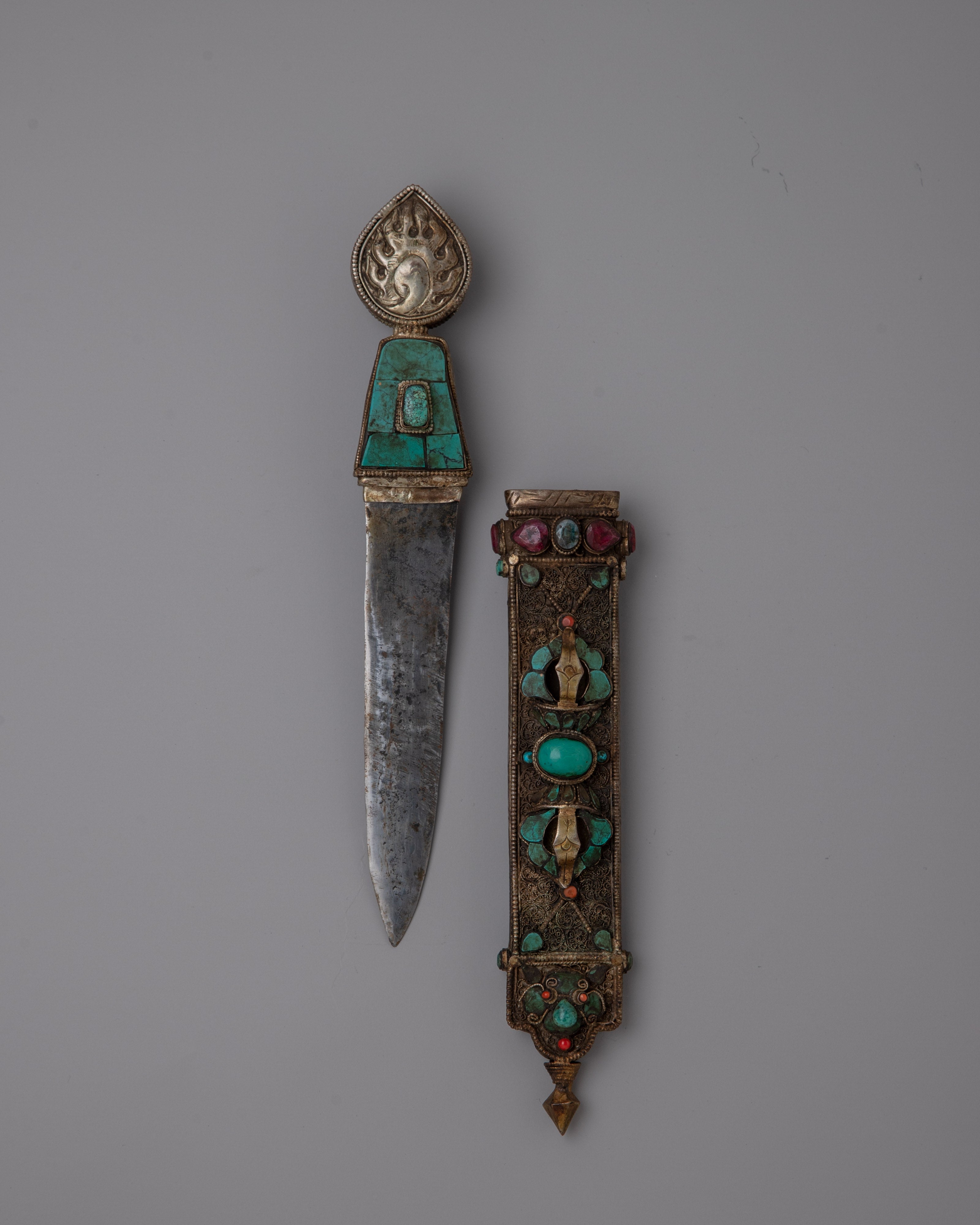 Traditional Tibetan Knife | Handmade Copper with Symbolic Carvings and Ritual Use