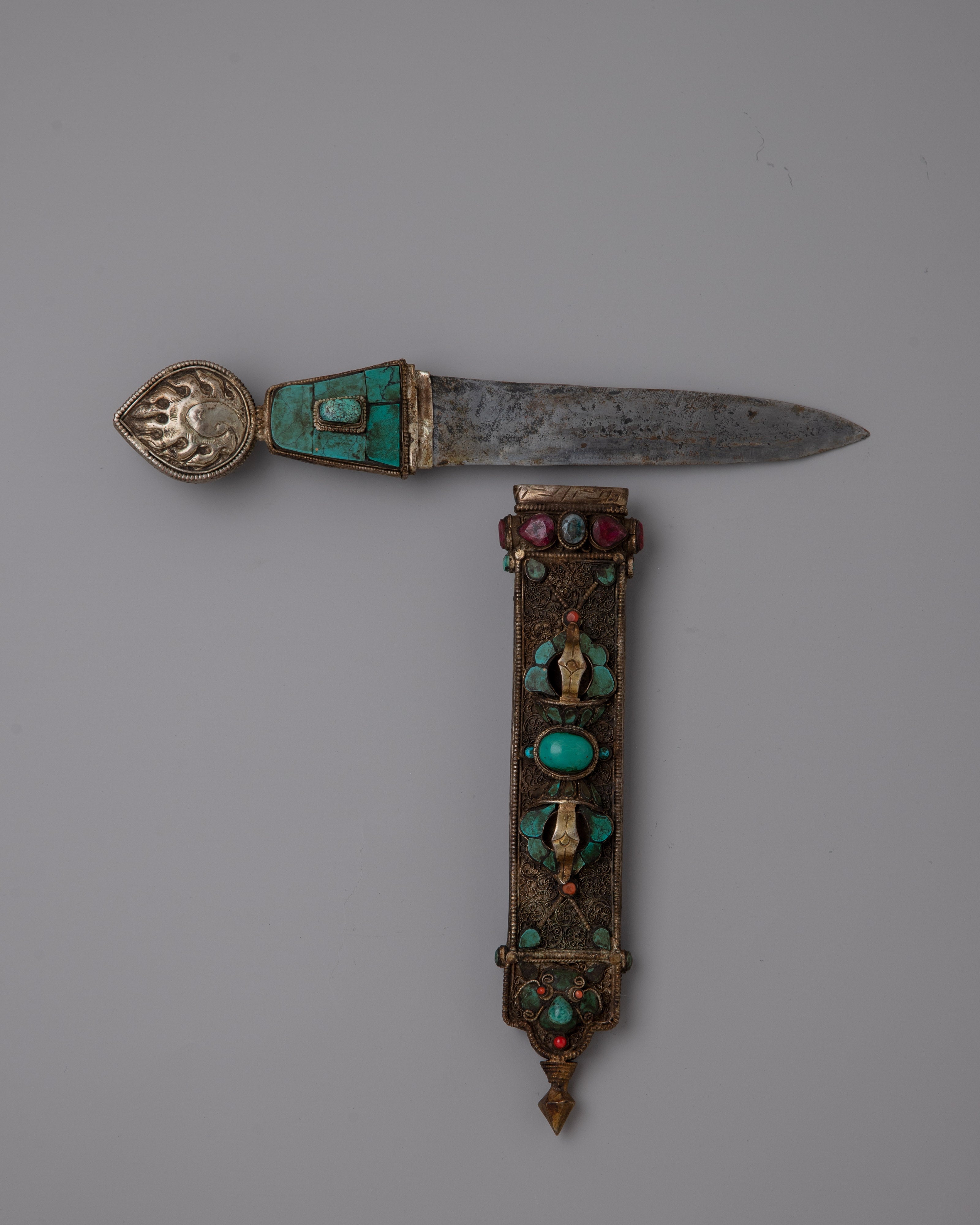 Traditional Tibetan Knife | Handmade Copper with Symbolic Carvings and Ritual Use