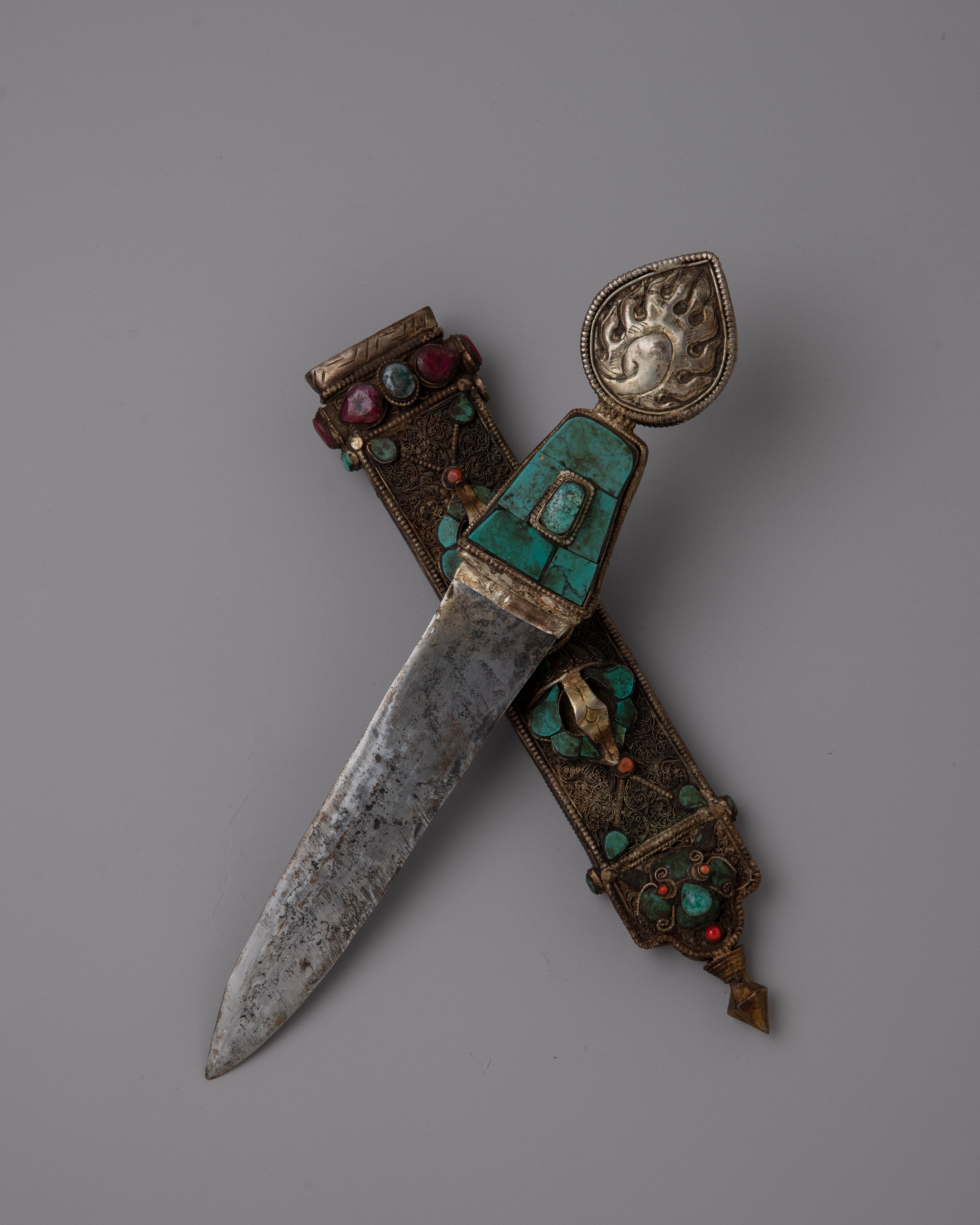 Traditional Tibetan Knife | Handmade Copper with Symbolic Carvings and Ritual Use