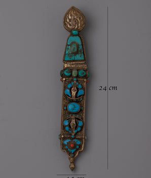 Tibetan Buddhist Knife | Silver Plated, Ritual Dagger with Spiritual Significance