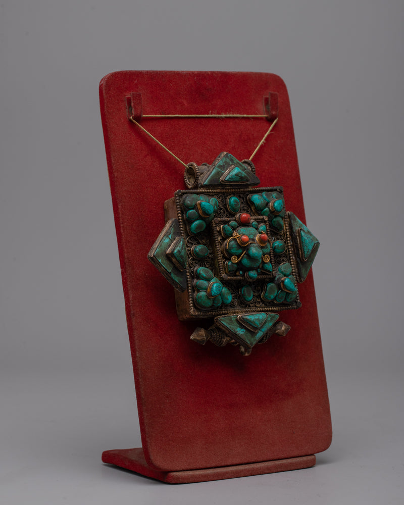 Ghau Box Copper | Buddhist Amulet Container with Authentic Tibetan Desig