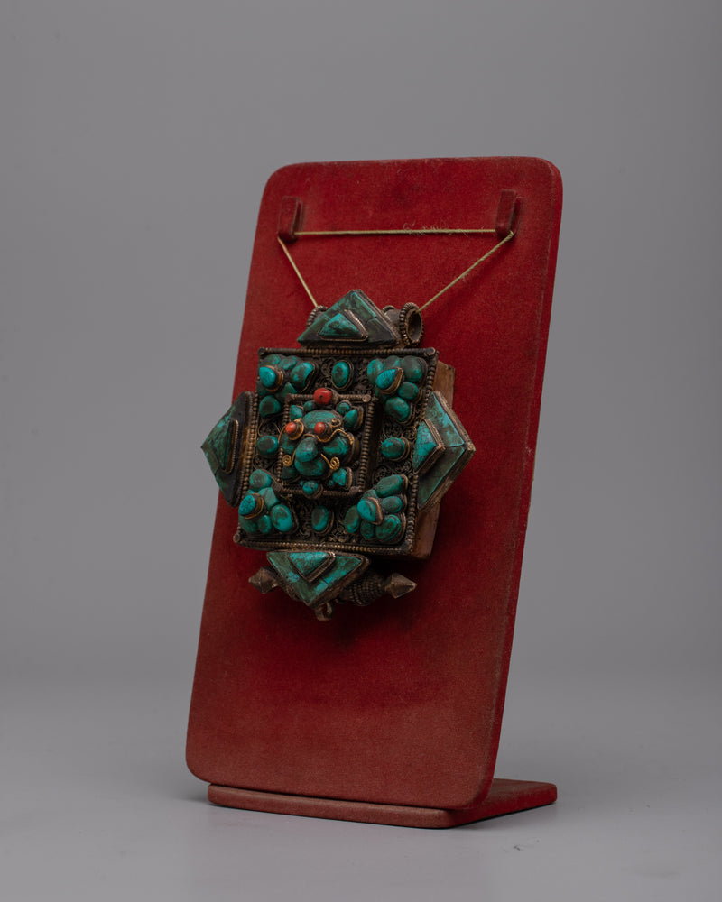 Ghau Box Copper | Buddhist Amulet Container with Authentic Tibetan Desig