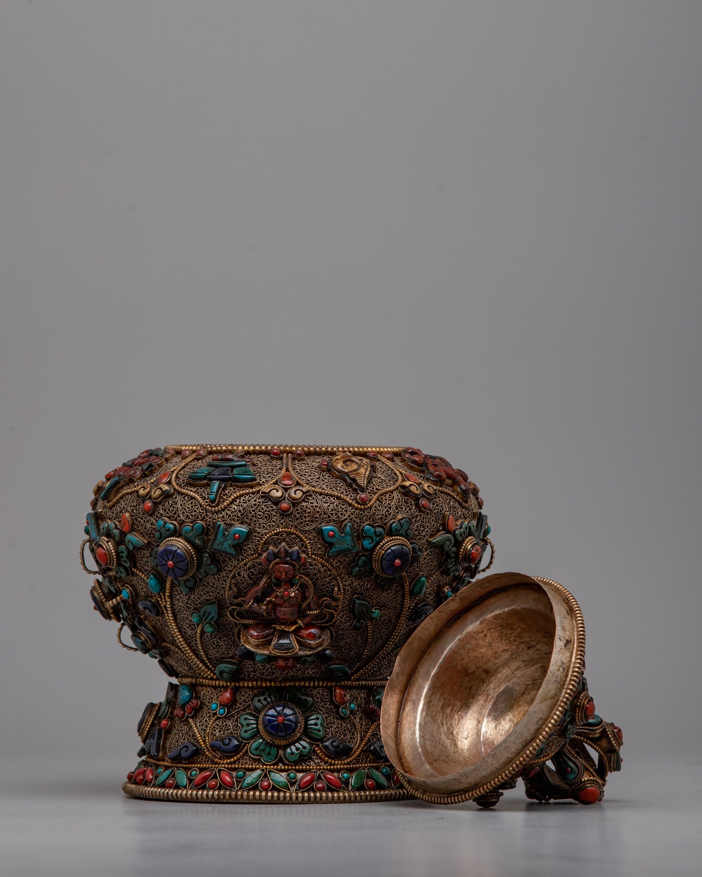 Decorative Neshi Tibetan Pot | Traditional Pot Featuring Detailed Tibetan Artwork