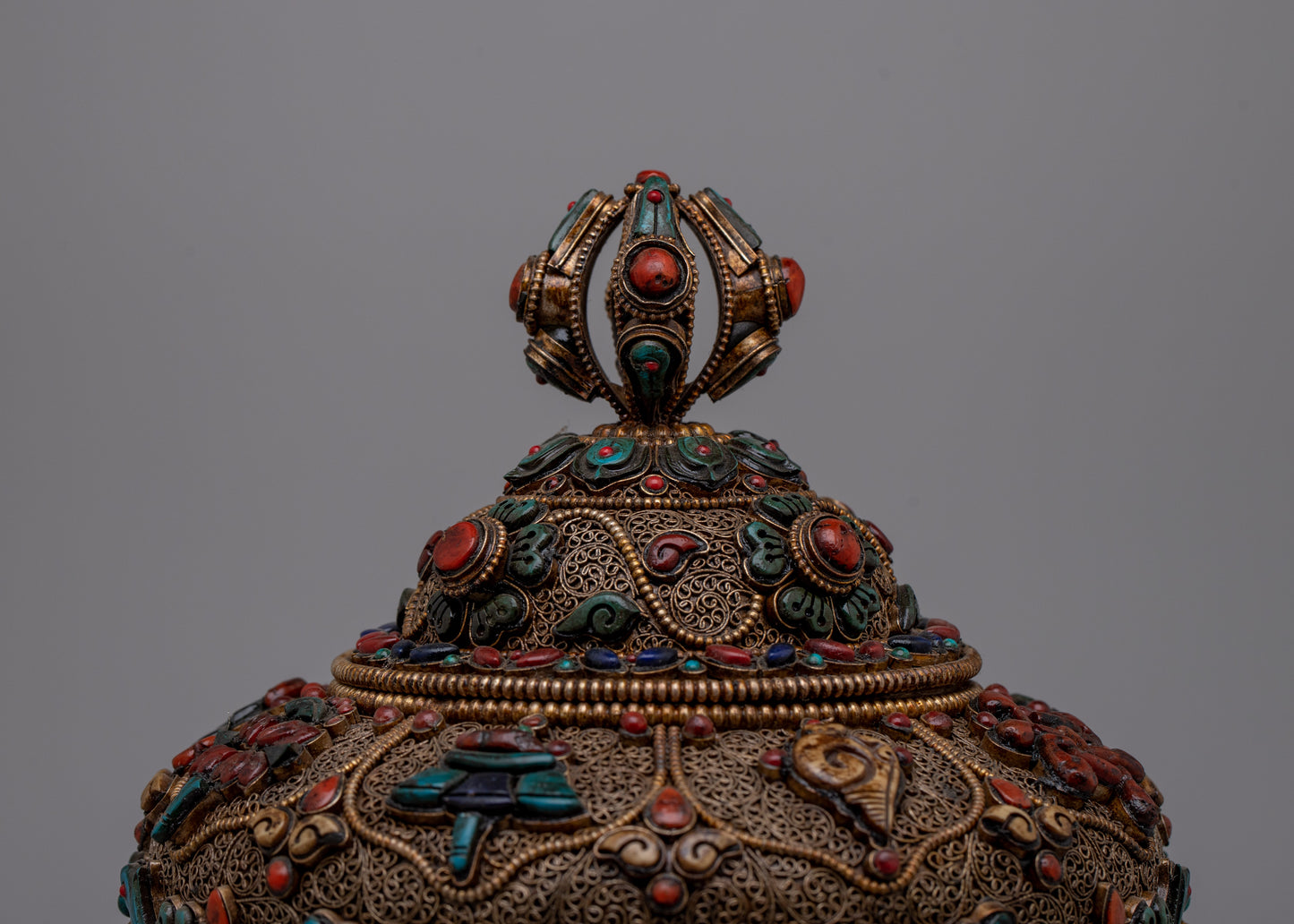 Decorative Neshi Tibetan Pot | Traditional Pot Featuring Detailed Tibetan Artwork