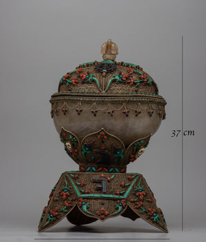 Tibetan Skull Cup | Handcrafted Ritual Kapala Featuring Traditional Tibetan Designs