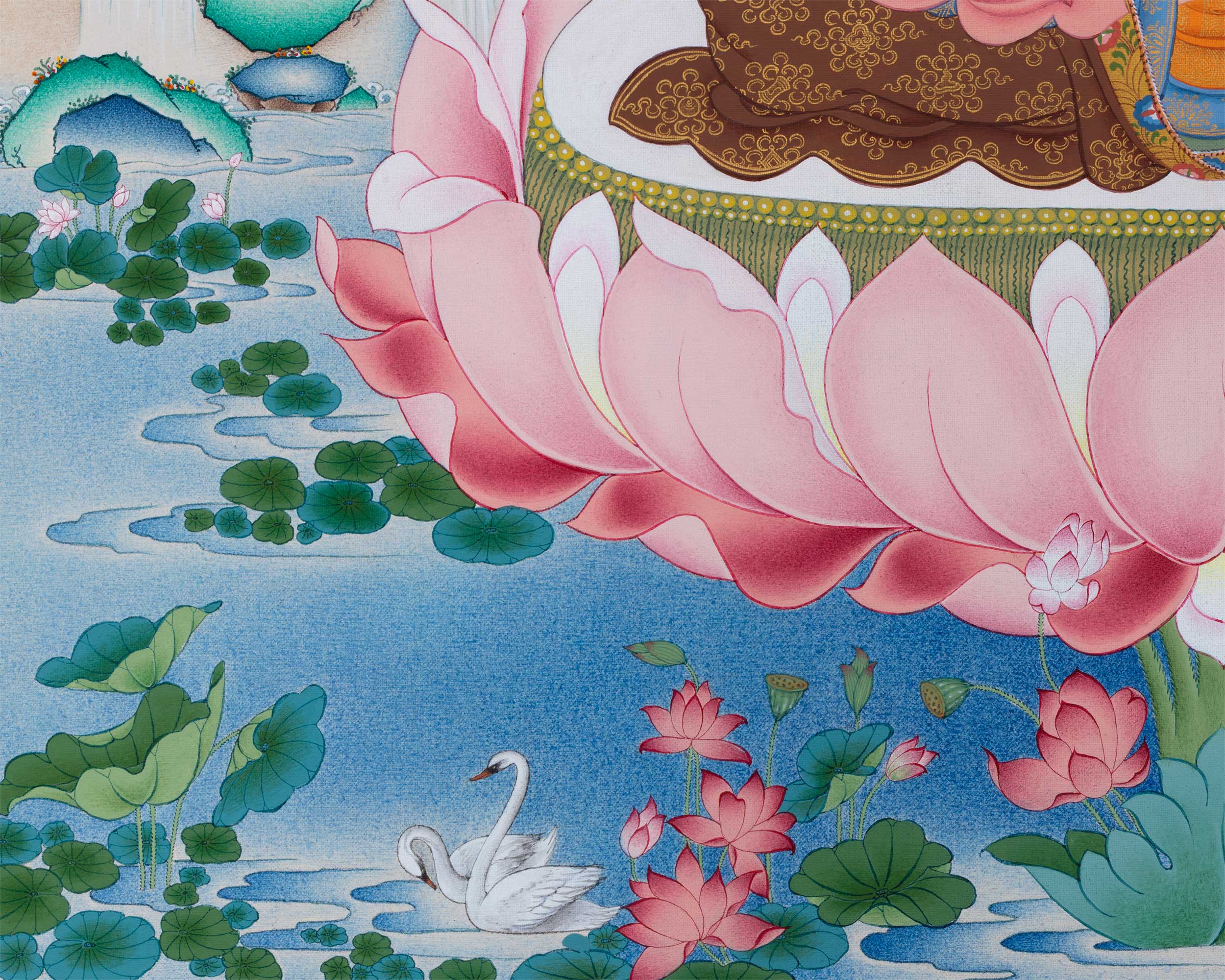 Traditional Padmasambhava Thangka Print | Art Of The Lotus Born Master | Guru Rinpoche Digital Print
