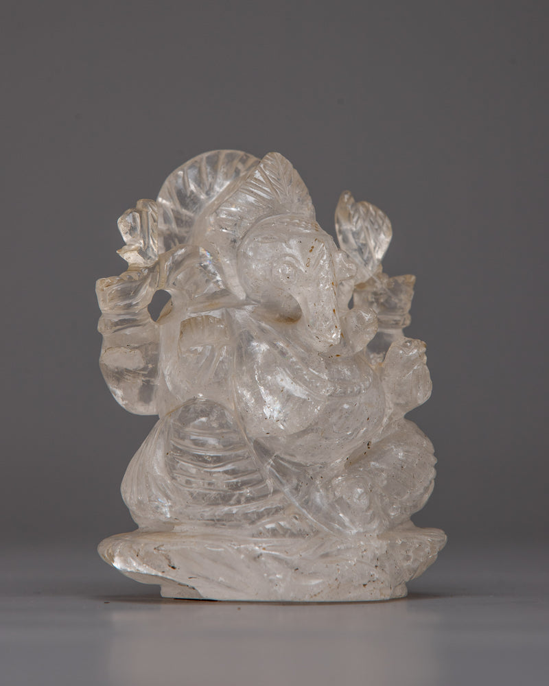 Crystal Ganesh Murti | Hindu Deity Statue, Symbolizing Wisdom and Prosperity"