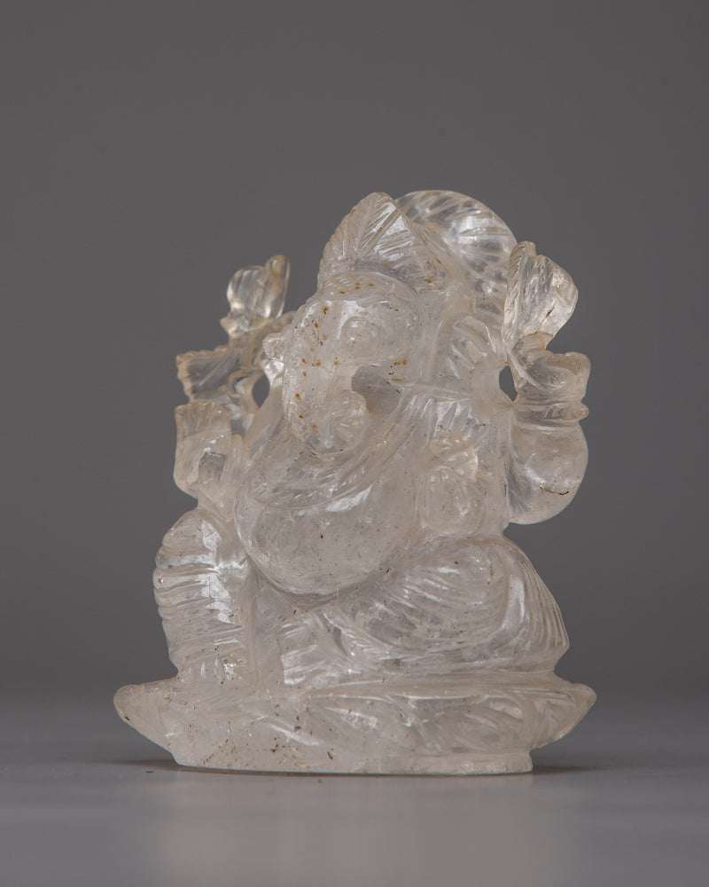 Crystal Ganesh Murti | Hindu Deity Statue, Symbolizing Wisdom and Prosperity"