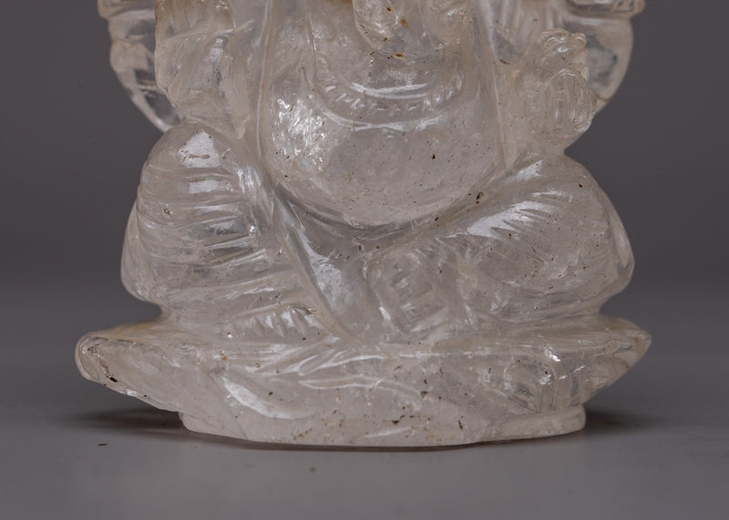 Crystal Ganesh Murti | Hindu Deity Statue, Symbolizing Wisdom and Prosperity"