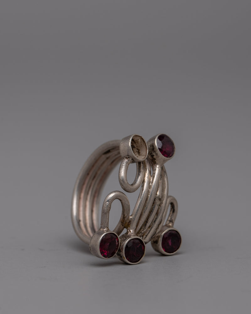 Sterling Silver Ruby Ring | Handmade Jewelry Design with Ruby Gem