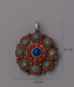 Red Coral Stone Locket | Handmade Boho Pendant