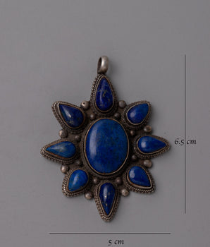 Solid Sterling Silver Locket | Blue Stone Pendant for Meditation
