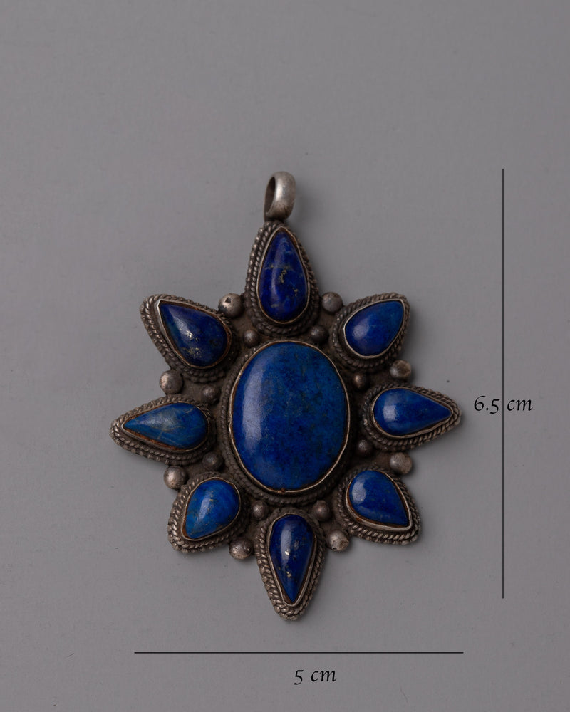 Solid Sterling Silver Locket | Blue Stone Pendant for Meditation