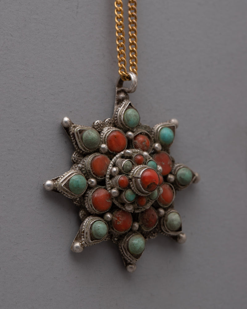 Turquoise and Coral Pendant Silver | Stunning Jewelry for Any Occasion