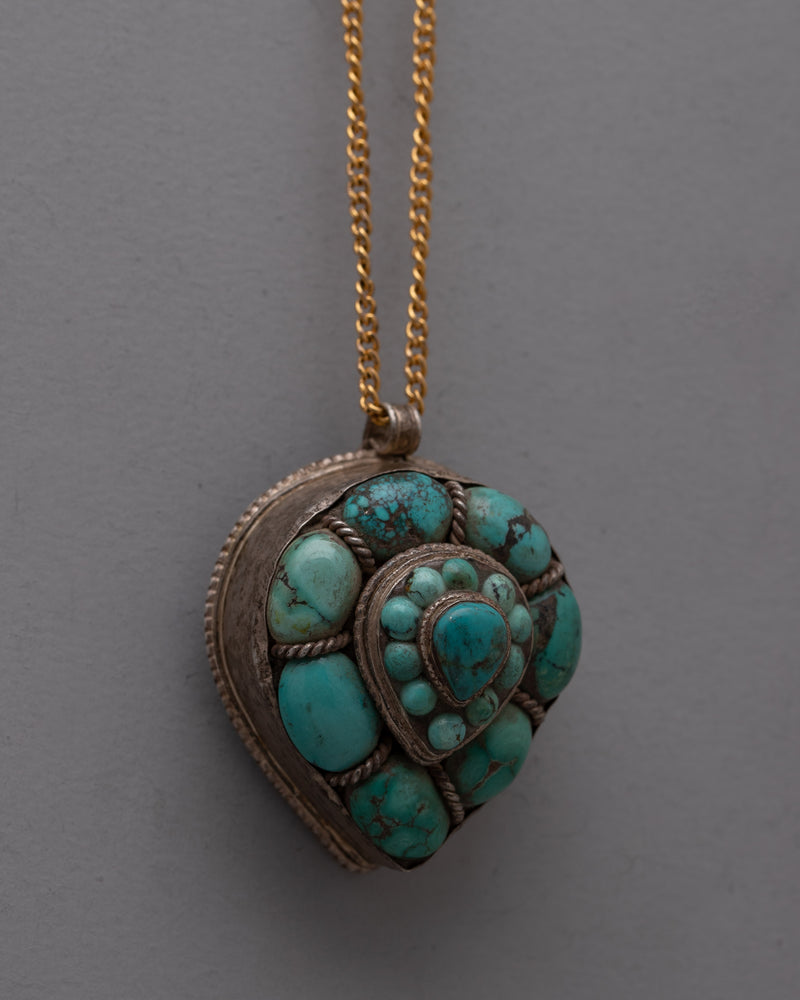 Turquoise Pendant Silver | Handcrafted Style Locket Bohemian Silver Jewelry