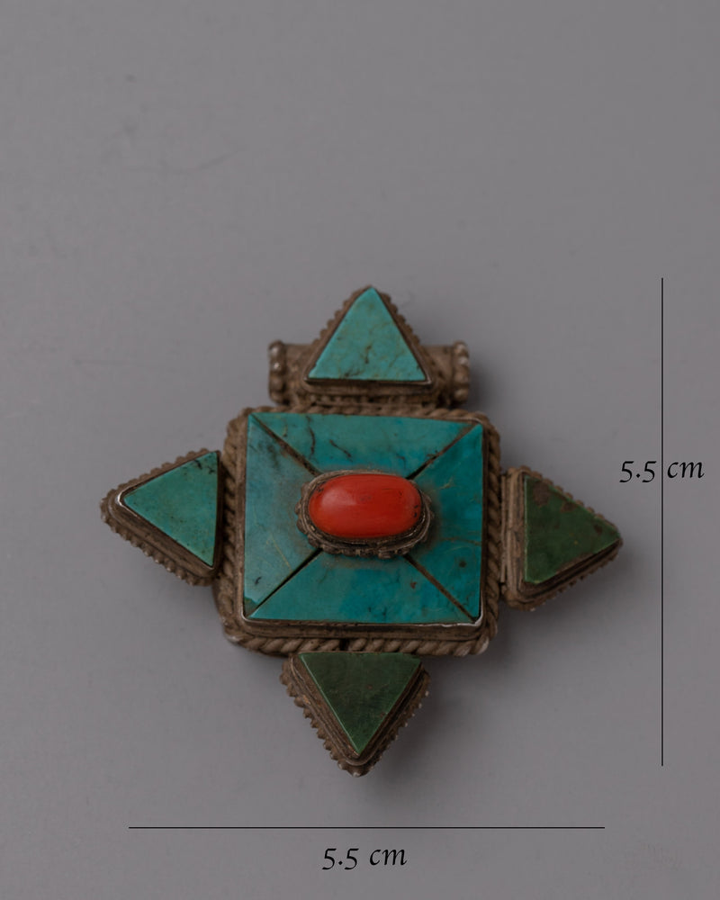 Ghau Turquoise Pendant | Bohemian Ethnic Jewelry Spiritual Amulet Pendant