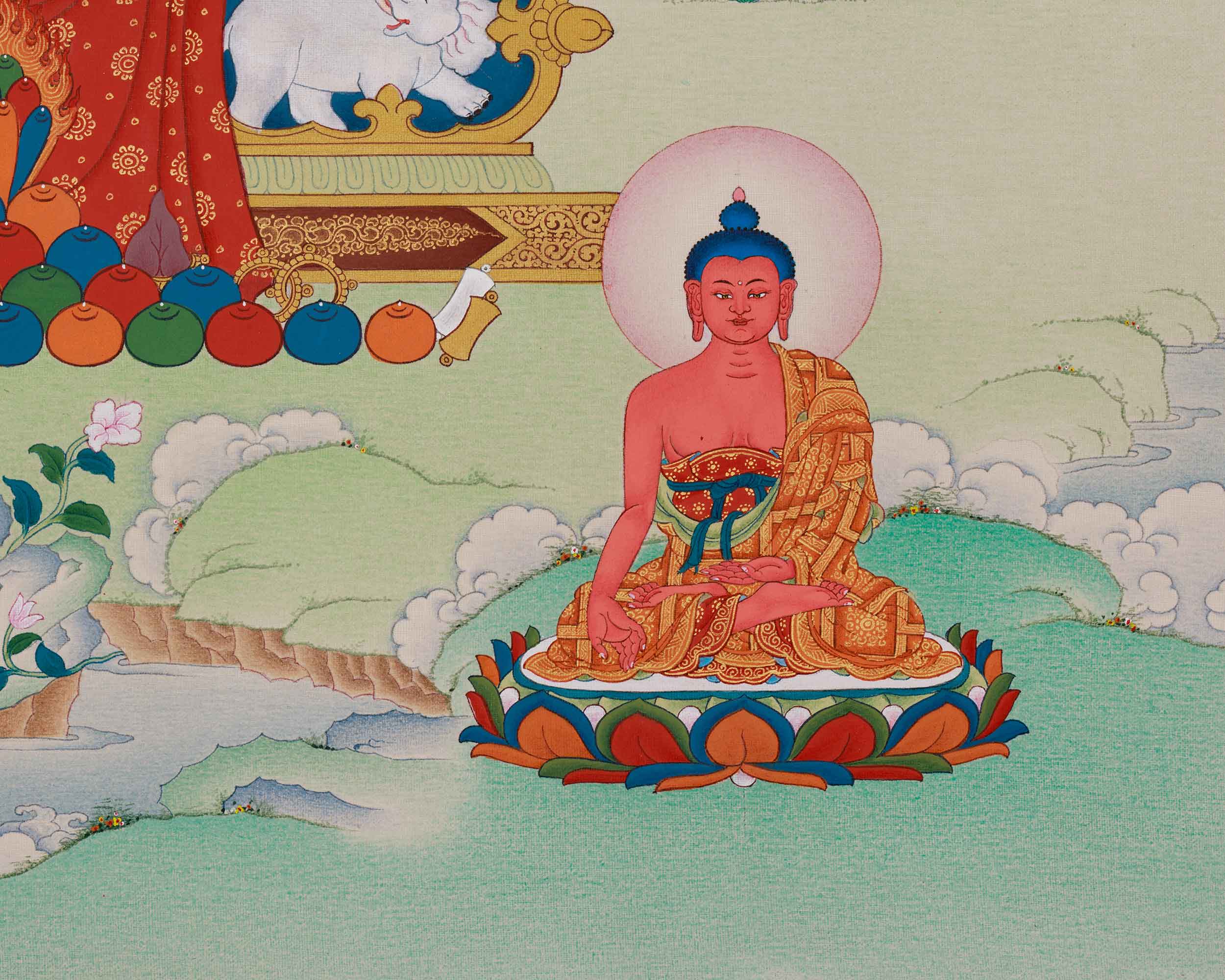 Traditional Asta Medicine Buddha Thangka | Healing and Longevity Art