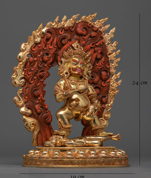 Black Dzambhala Gold Gilded Statue | Handcrafted Symbol of Wealth and Protection