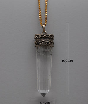 Silver Crystal Art Deco Pendant | Elegant Jewelry for Spiritual Connection and Timeless Style
