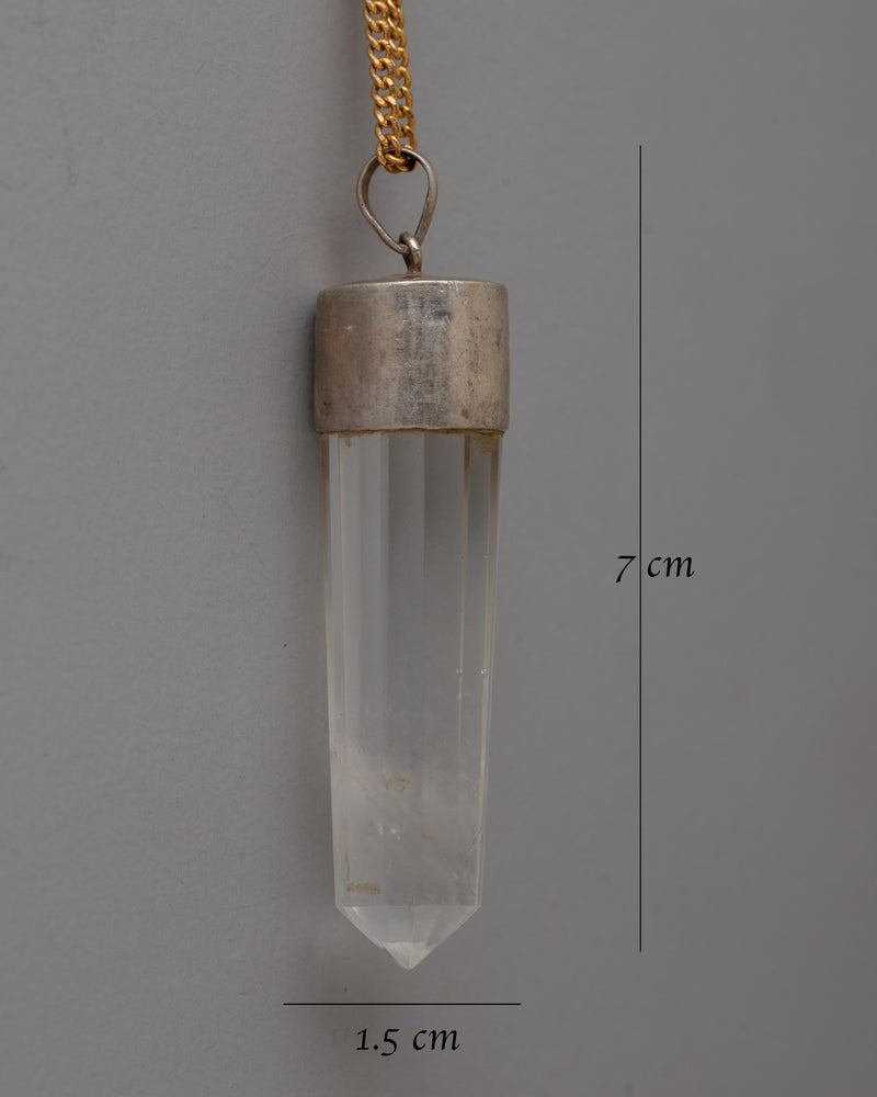 Silver Metal Crystal Pendant | Artisan Crafted Jewelry with Natural Crystal Stone