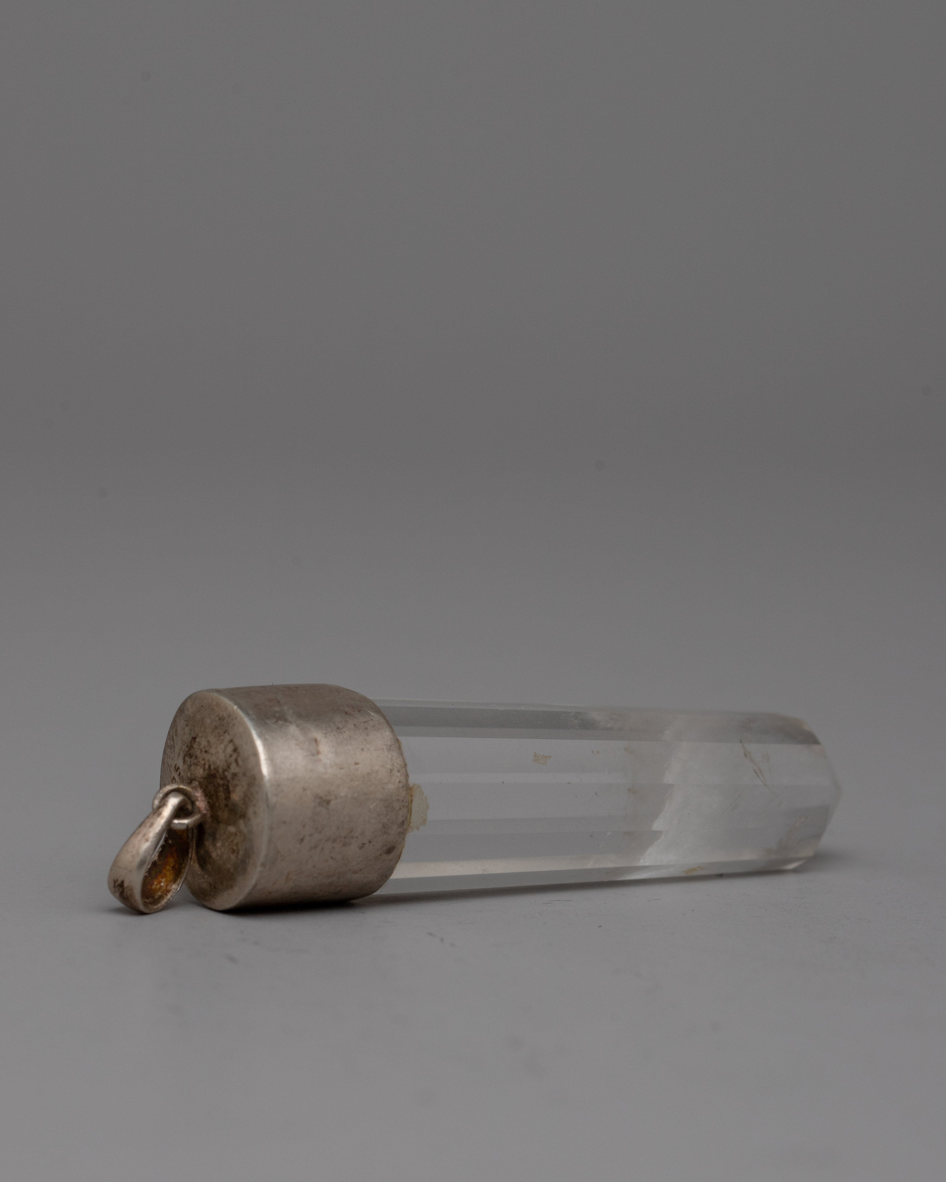 Silver Metal Crystal Pendant | Artisan Crafted Jewelry with Natural Crystal Stone