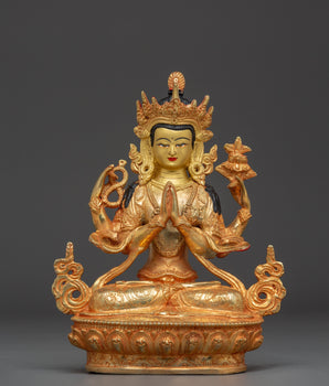 Handcrafted Chenrezig Copper Art