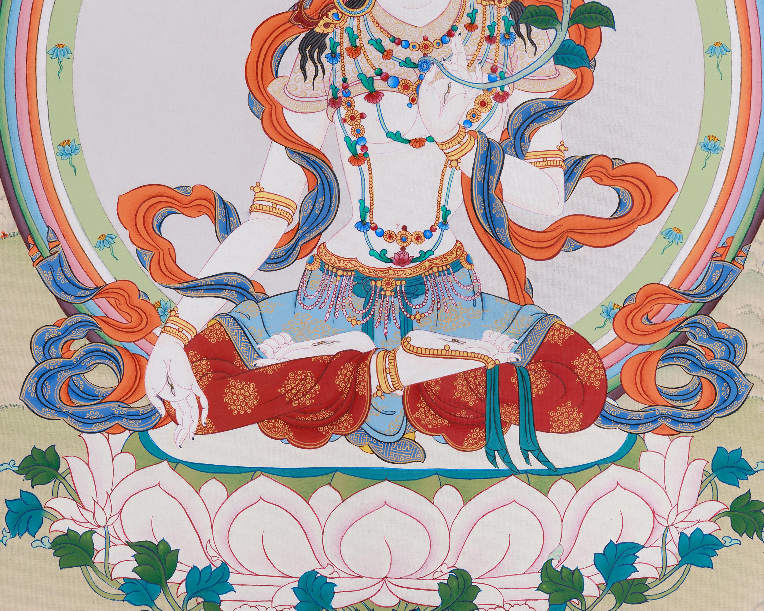 Bodhisattva White Tara Painting | Tibetan Goddess of Compassionate Healing