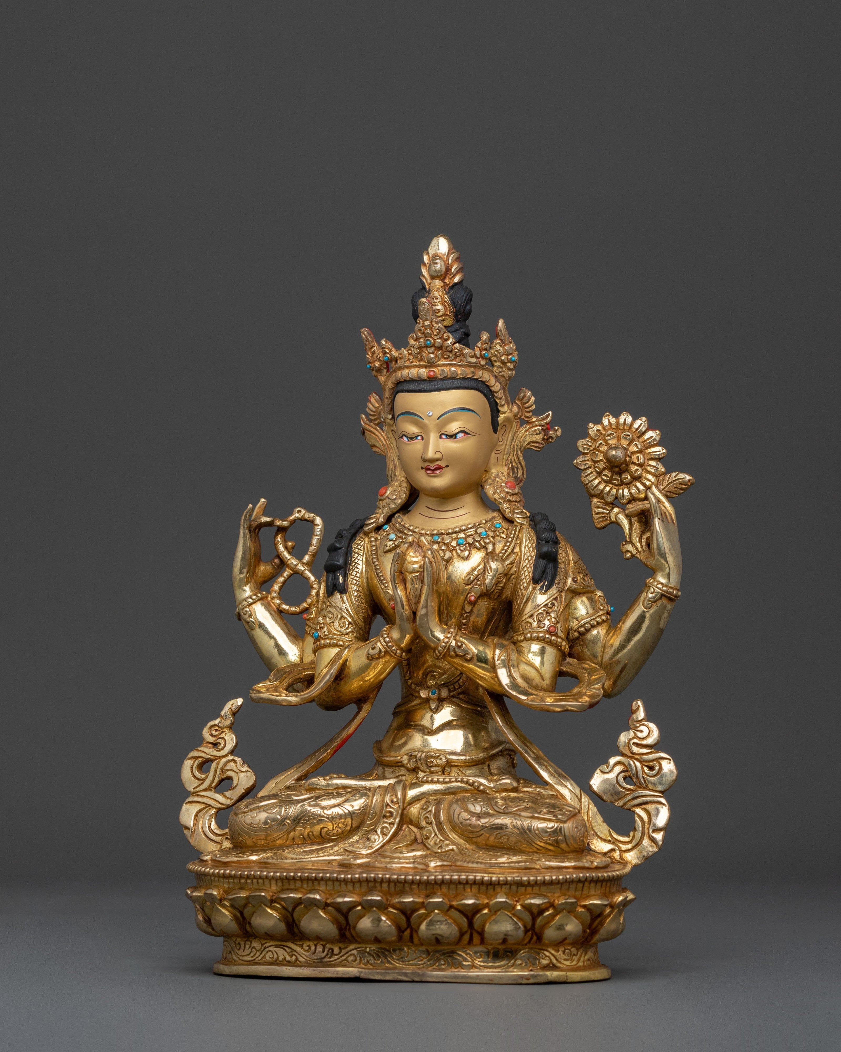 Four Armed Chenrezig Bodhisattva Statue | Himalayan Buddhist Art
