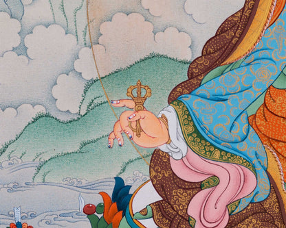 Guru Rinpoche Thangka with Mandarva and Yeshe Tsogyal | Amitabha Buddha