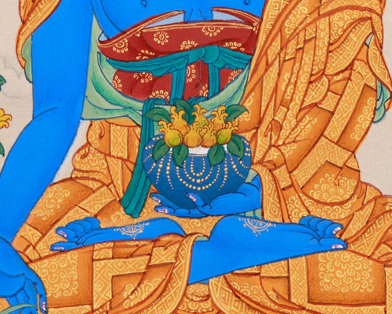 Medicine Buddha: Vibrant Painting of Healing Buddha