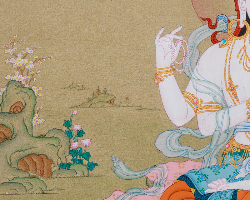 Lokesvara Chenrezig Thangka | Compassion and Wisdom in Divine Form