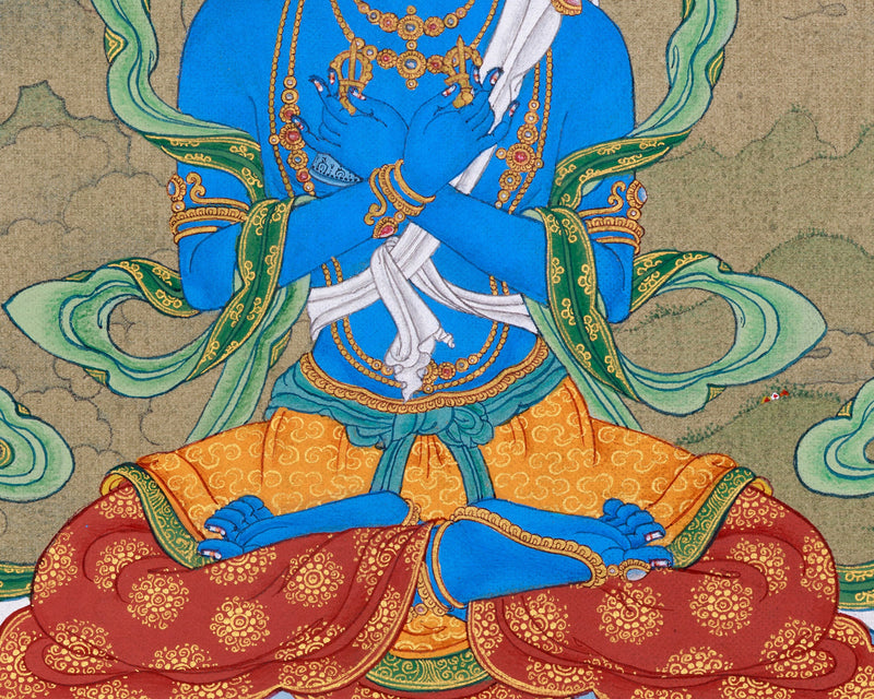 Small Vajradhara Thangka | Primordial Buddha Dorje Chang | Traditional Tibetan Art