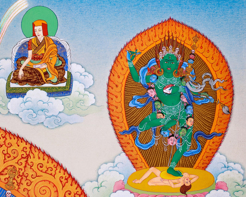 Dorje Phagmo with Four Dakini Thangka | Karma Kagyu Tradition | Exclusive Tibetan Painting