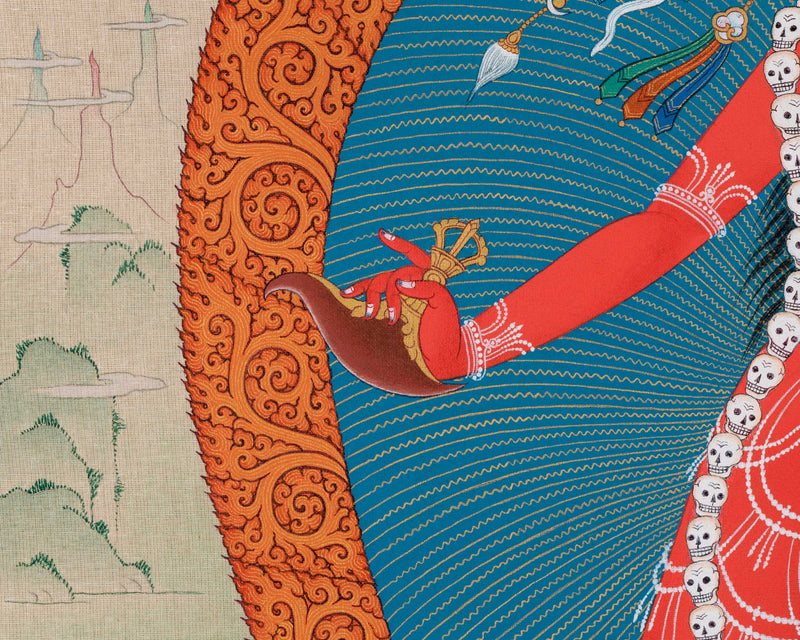 Vajrayogini's Illuminated Path: Hand-Painted Thangka for Spiritual Awakening