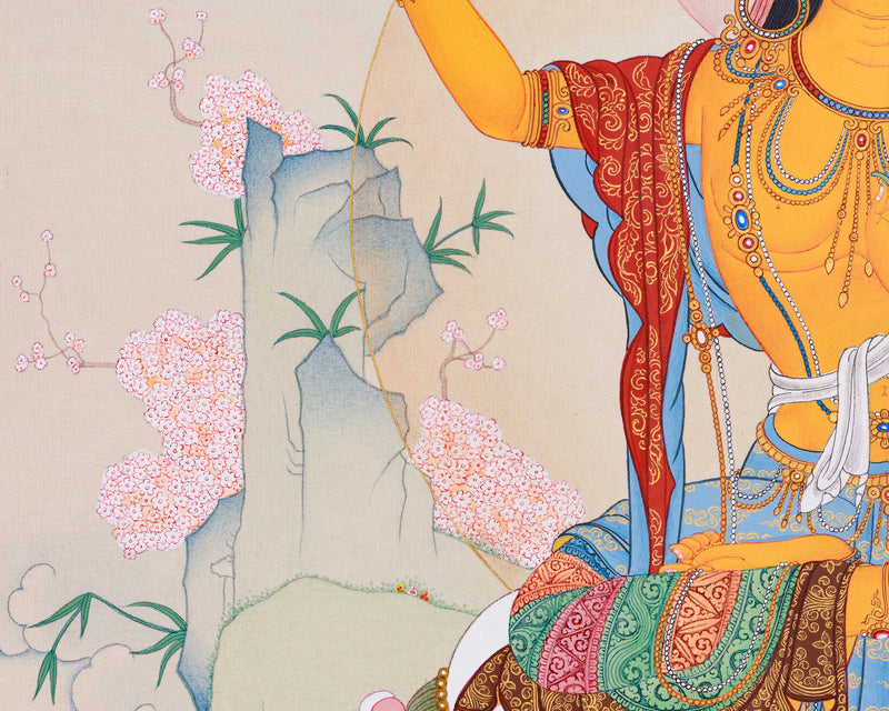 Symbol of Wisdom: Manjushri Thangka | Hand-Painted Tibetan Artwork