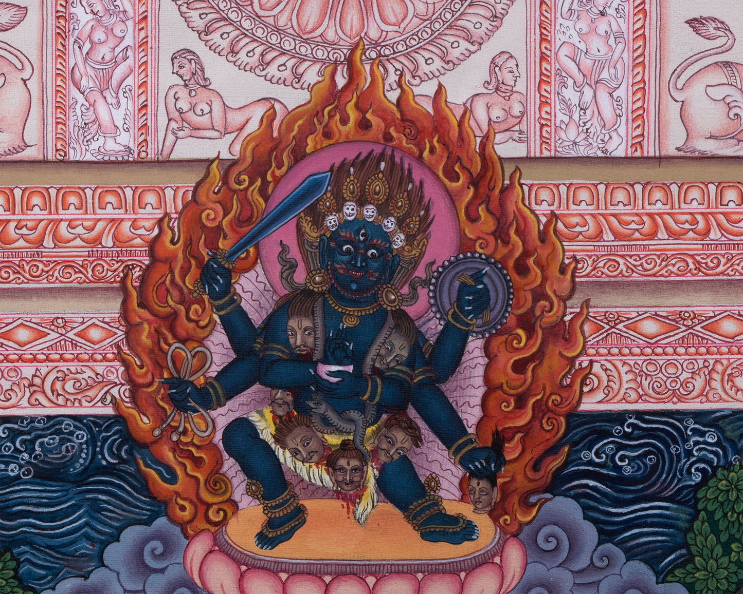 Manjushri Namasangiti With 12 Arms In Newari Print | Himalayan Bodhisattva Of Wisdom Pauba Print